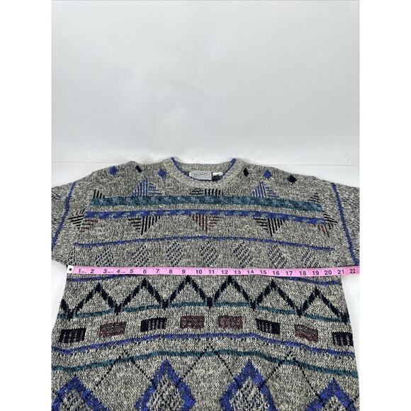 Vintage 80s/90s Method Sweater Mens Geometric Abstract Acrylic Grandpa Grunge - Picture 7 of 12